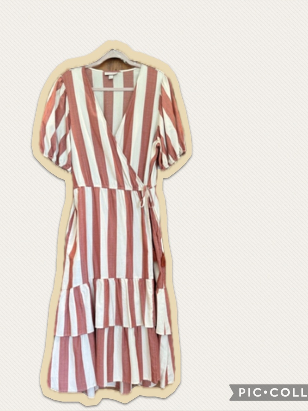 Striped Wrap Dress in Rust and White